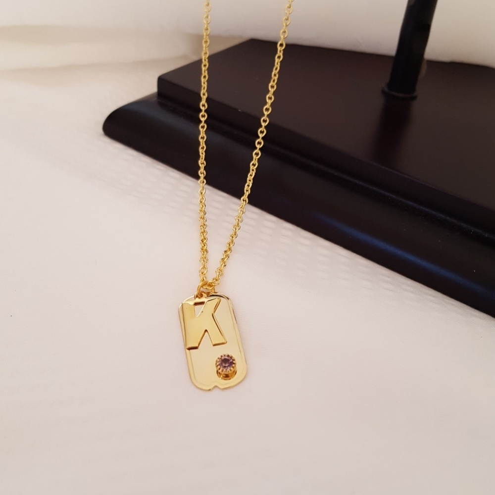 Letter "K" pendant birthstone necklace nwot